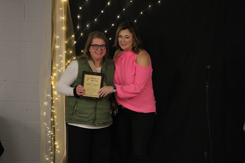 Katie Taylor poses with Samantha Richardson after being named the Chamber’s person of the year.