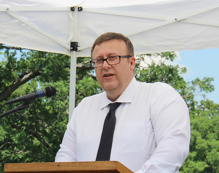 TERM LIMITED &mdash; In this 2018 photo, Rep. Bryan Spencer delivers a Memorial Day address at the Wright City Cemetery. Spencer finished his last term in the Missouri House in 2020. His district includes Wright City, Innsbrook, Foristell, Wentzville and New Melle.	File photo.