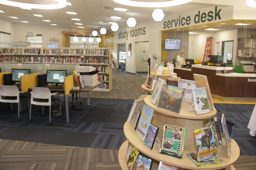COMMUNITY LIBRARY &mdash; Residents of Marthasville are pushing to get a local branch of the Scenic Regional Library. Pictured here is a view of the interior of the library in Wright City, showing what can be offered in a smaller community.