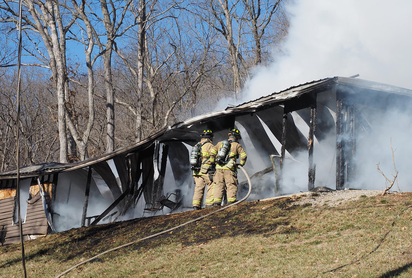 A fire destroyed a home outside Dutzow on Saturday, Jan. 22.