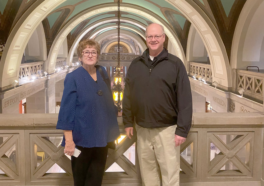 RE-ELECTED &mdash; Mary Groeper and Austin Jones, seen here during a recent school advocacy visit to Jefferson City, are reflecting on what they can learn from the results of their most recent re-election.