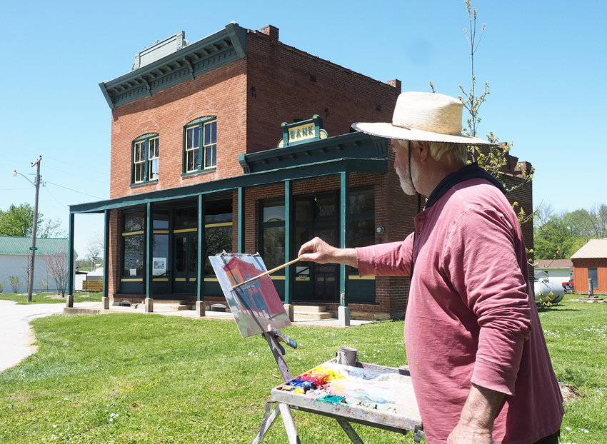 ARTIST VISITS TRELOAR &mdash; Artist &ldquo;Billy O&rdquo; O&rsquo;Donnel, of Burns Mill, uses the Treloar Mercantile as his subject in a recent visit to the Country Store Corridor. He is the founder of Artists Along the Katy Trail project and is known as one of the top plein air painters. The Treloar Mercantile was just listed on the National Register of Historic Places.