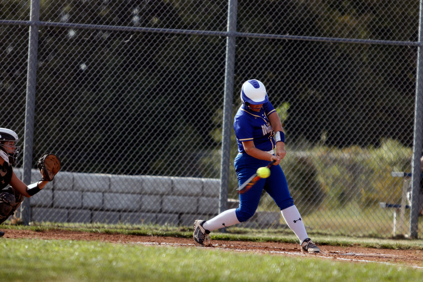 Sophia Wegrzyn makes contact with the ball during the first inning of Monday&rsquo;s loss to Silex.