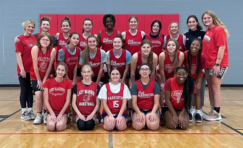 Members of the Warrenton girls basketball team are, front row, from left:  Makenna Faubion, Natalie Scheibe, Gabrielle Devivo, Rose Renshaw, Mi&rsquo;cheall Thomas. Middle row, from left: Kimberly Huellewig, Alyssa Adams, Isabel Benke, Kylie Overkamp, Erin Klasing, Abbigail Nehring, Nyasia Love. Back row, from left: Head coach Hannah Logan, Audrey Payne, Kendall Taylor, Zoe Klaus, Nevaeh Hill, Kaelyn Meyer, Zoe Duncan, Anna Wade, Assistant coach Brooke Smith, Assistant coach Kayla Nelson. Not pictured: Sophi Mueller, Savannah Miller, Emma Ducan, Aniyah Hoper.