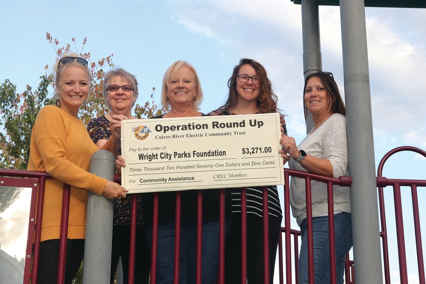 The Wright City Parks Foundation was presented with a $3,271 Operation Round Up grant to purchase an ADA swing for Diekroeger Park. Pictured above are members of the foundation, from left, Heidi Halleman, JoAnn Farmer, Kathy Kehoe, Julia Ramey and Tina Perry.
