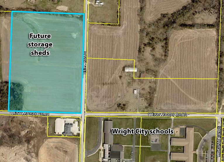STORAGE UNIT DILEMMA &mdash; Wright City officicals are concerned about storage units being built outside the city limits near the northwest corner of Bell Road and Westwoods Road. City officials learned about the project after the permits had been issued.
