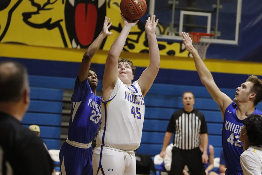Will Bohannan shoots a layup during the first half of Monday&rsquo;s loss to St. Louis Christian.