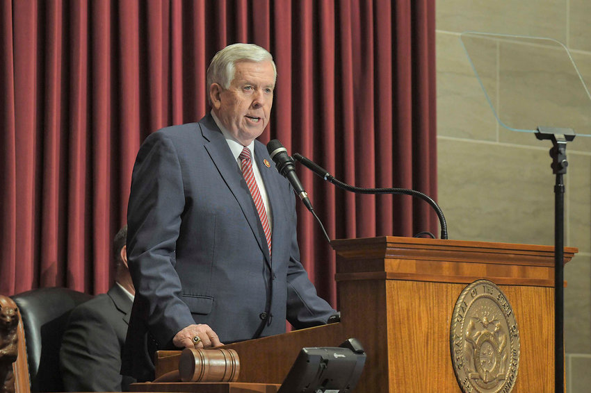 Governor Mike Parson delivers his 2023 &quot;State of the State&quot; address to the Missouri Legislature on Jan. 18. Included as a top priority in that address was a proposal to expand I-70 from Wentzville to Warrenton.