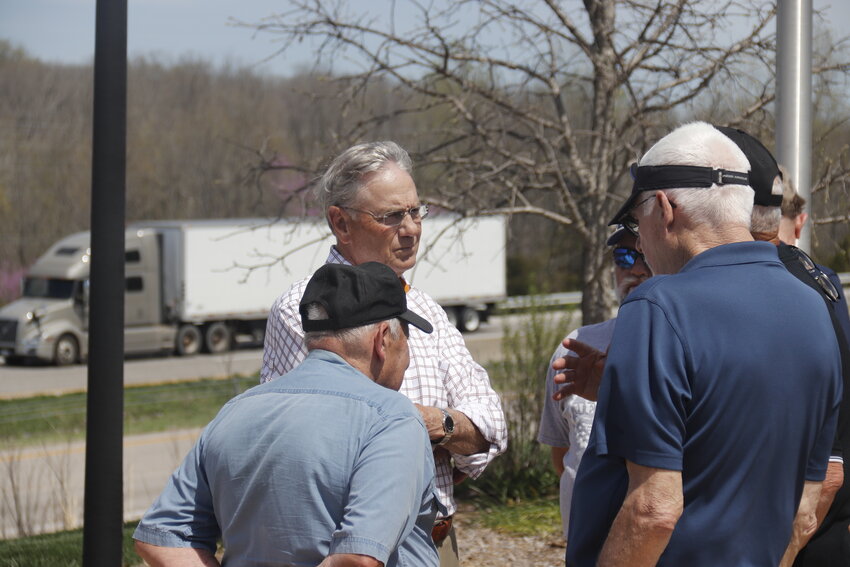 United States Congressman Blaine Luetkemeyer meets with community members at the Warren County Tribute to Veterans Memorial earlier this month.