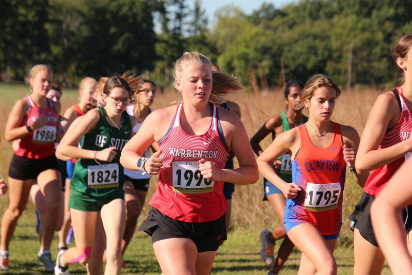 Camryn Petersmeyer competes at the Border War cross country meet last weekend.