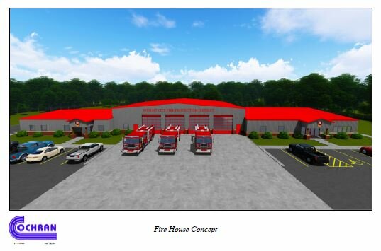 A rendering displaying what a potential new Station 1 could look like for the Wright City Fire Protection District created by Cochran Engineering. The district plans to build a new Station 1 on the east side of Bell Road after passing an $11 million bond issue in November 2024.