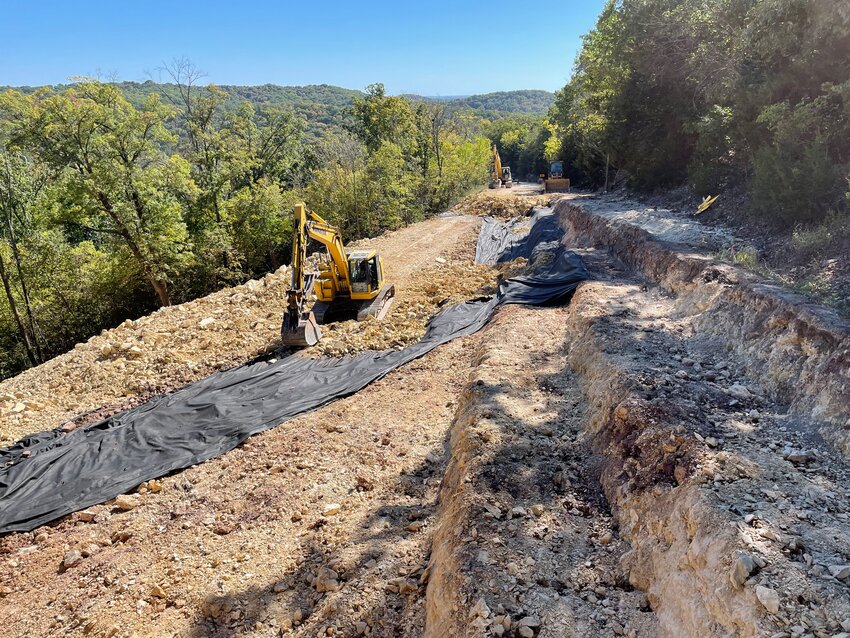 Work is proceeding on repairs to the landslides that closed Highway U earlier this year.