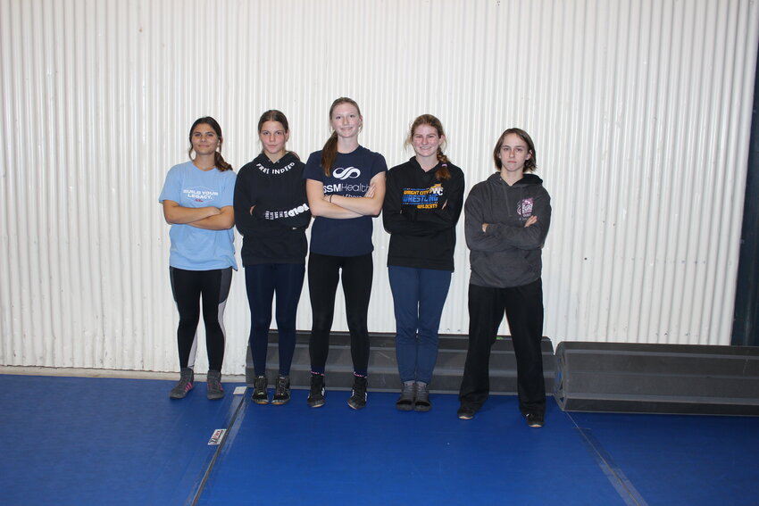 Members of the Wright City girls wrestling team are Liliana Wiedemeier, Rebekah Riggs, Jolee Lockhart, Sadie Sehnert, Kali Jensen, Lauren Ritter, Aariah Robertson, Caelyn Hanff and Gretchen Stockmann.