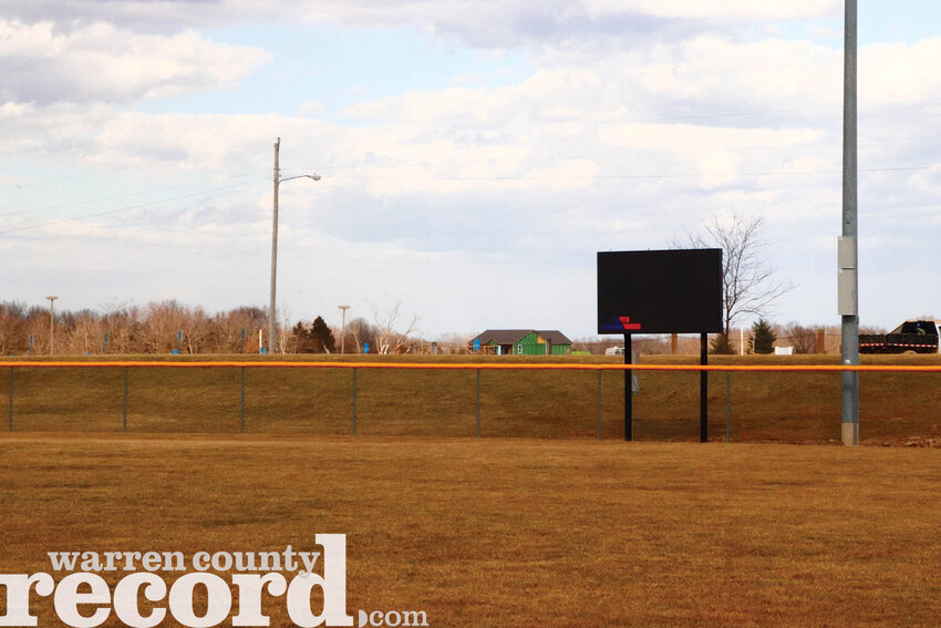 Scoreboards at the Warrenton Athletic Complex that were installed by Game 7 Baseball on the fields they turfed last year.
