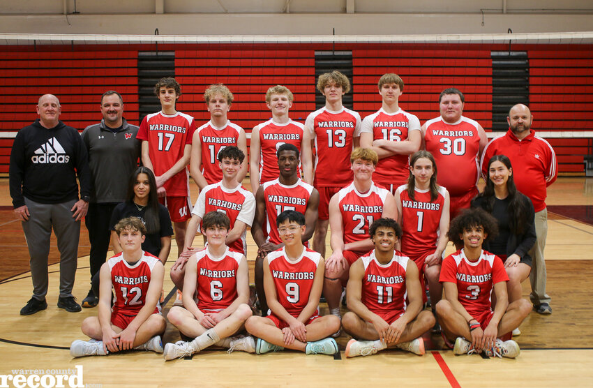 Members of the Warrenton boys volleyball team are front row, from left, Brayden Brown, Dillen Coleman, Ken Le, Austin White and Deadrick Forrest. Middle row, from left, Team Manager Grace Ruediger, Austin Gentry, Jamarion Fulton, Jeremiah Montgomery, Lucas Payne and Team Manager Chandler Blondin. Back row, from left, Assistant Coach John Schulte, Head Coach Jake Brown, Matthew Faubion, Carter Flake, Issac Wagner, Teegan Williams, Caleb Lauck, Bernie Strum and Assistant Coach Casey Dildine.