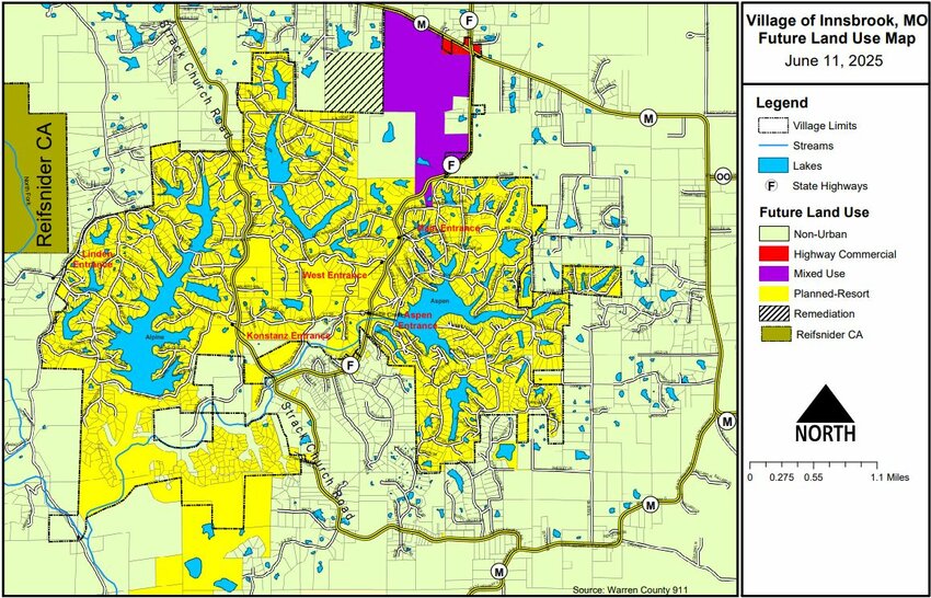 The future land use map approved along with the comprehensive plan which will be used to guide the revamping of the village’s zoning code.