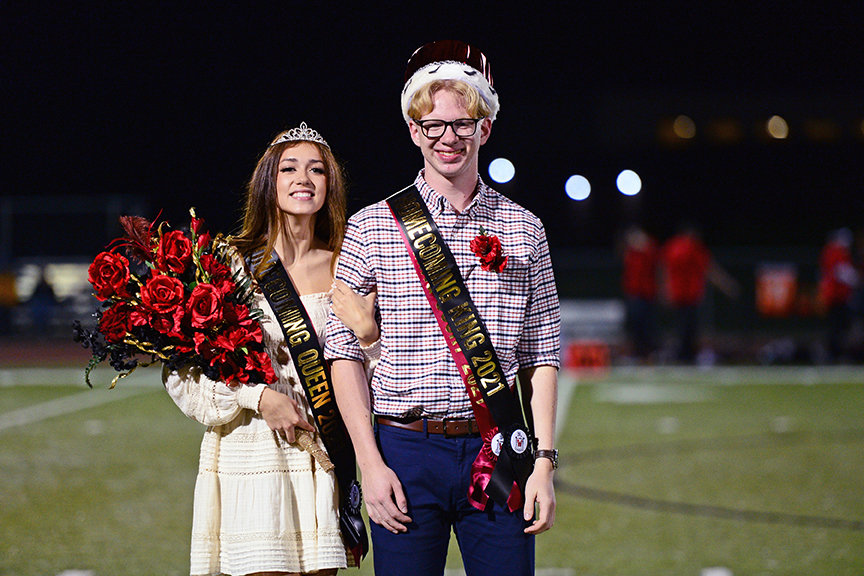 Warrenton Football v Winfield. Homecoming King and Queen, Hannah Stevens and Andrew Sommer.