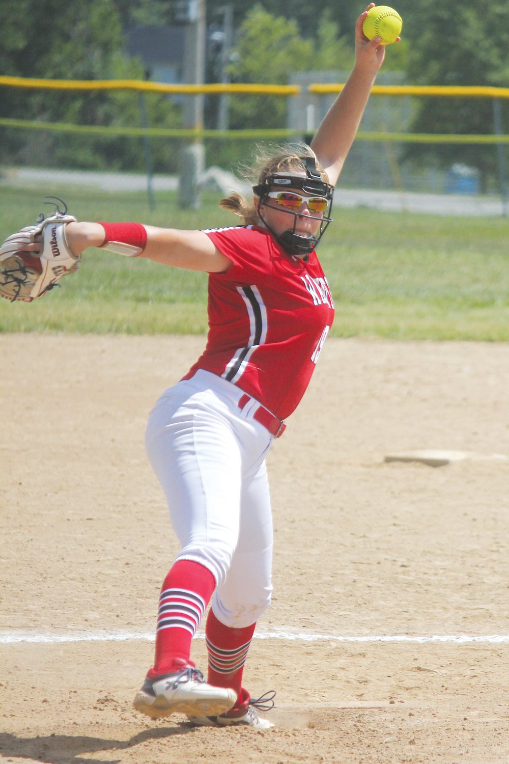 NO-NO FOR WITTHAUS — Warrenton’s Kylie Witthaus recorded a five-inning no-hitter in last week’s game at Orchard Farm.