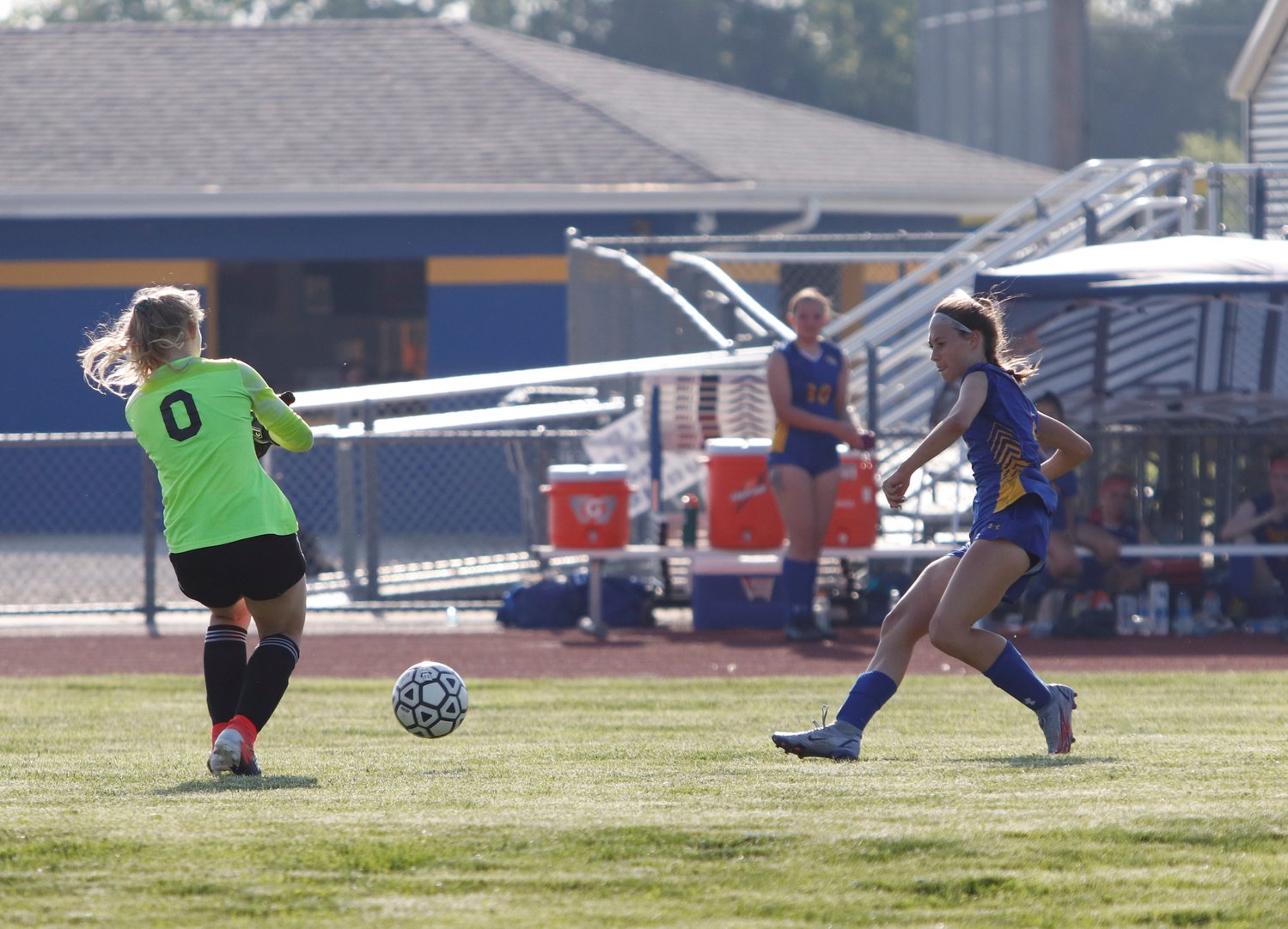 Paige Kirn scores the first of her two goals Thursday.