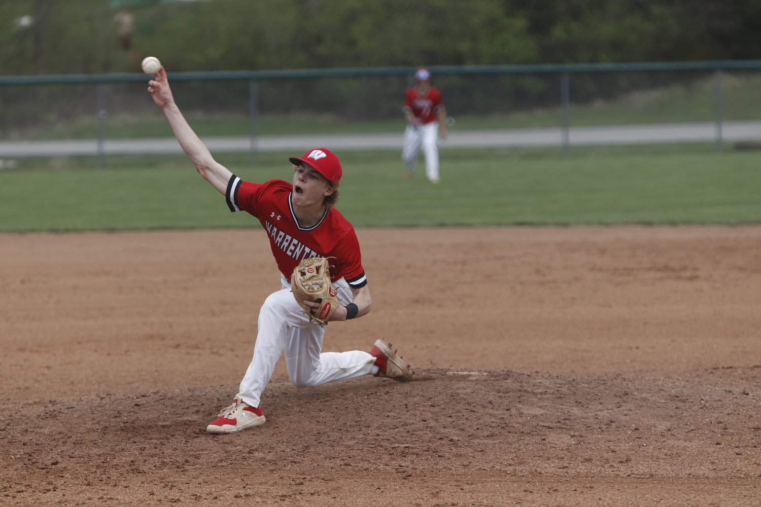 Ben Peth delivers a pitch in a game against Winfield High School earlier this season.