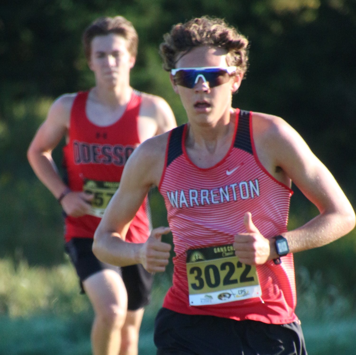 Wyatt Claiborne (right) leads a group of runners during the Gans Creek Classic.