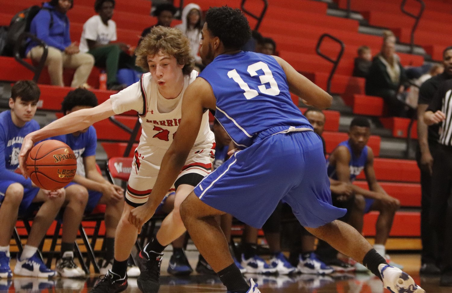 Troy Anderson (left) attempts to drive to the basket during the first half of last week's win.