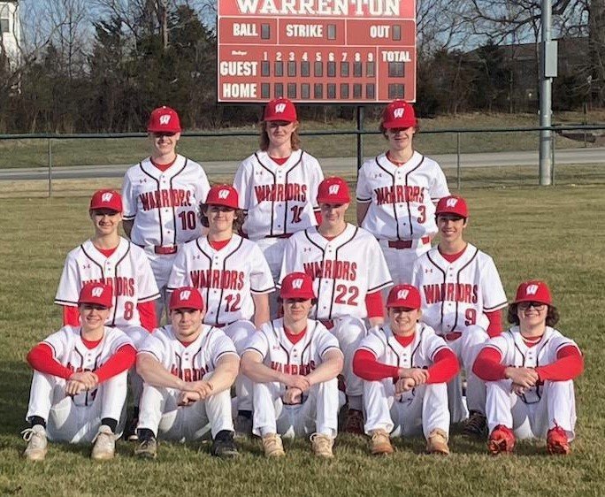 Members of the Warrenton baseball team are, front row, from left: Keegan Mellegaard, Sam Wortham, Caleb Clark, Austin Haas, Halen Locastro.
Middle row, from left:  Bryce Phillips, Kannon Hibbs, Tyler Oliver, Colin Disilvister.
Back row, from left: Mason Thompson, Blake Gerland, Ben Peth.