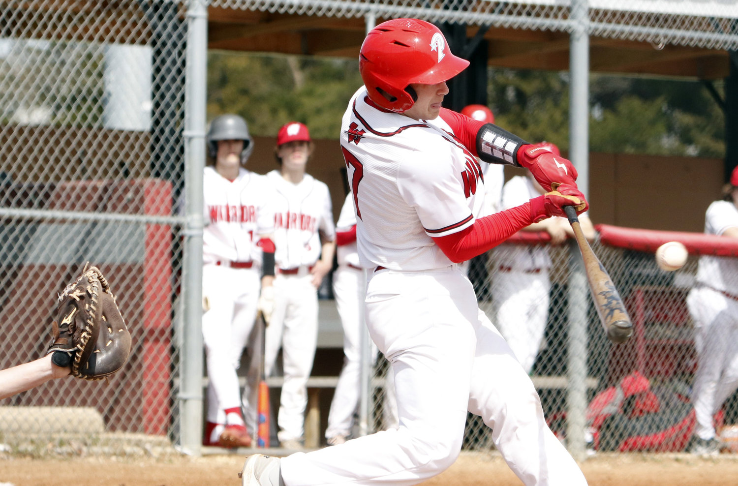 Warrenton leadoff hitter Austin Haas swings at a pitch during the first inning of Warrenton’s win over Winfield.