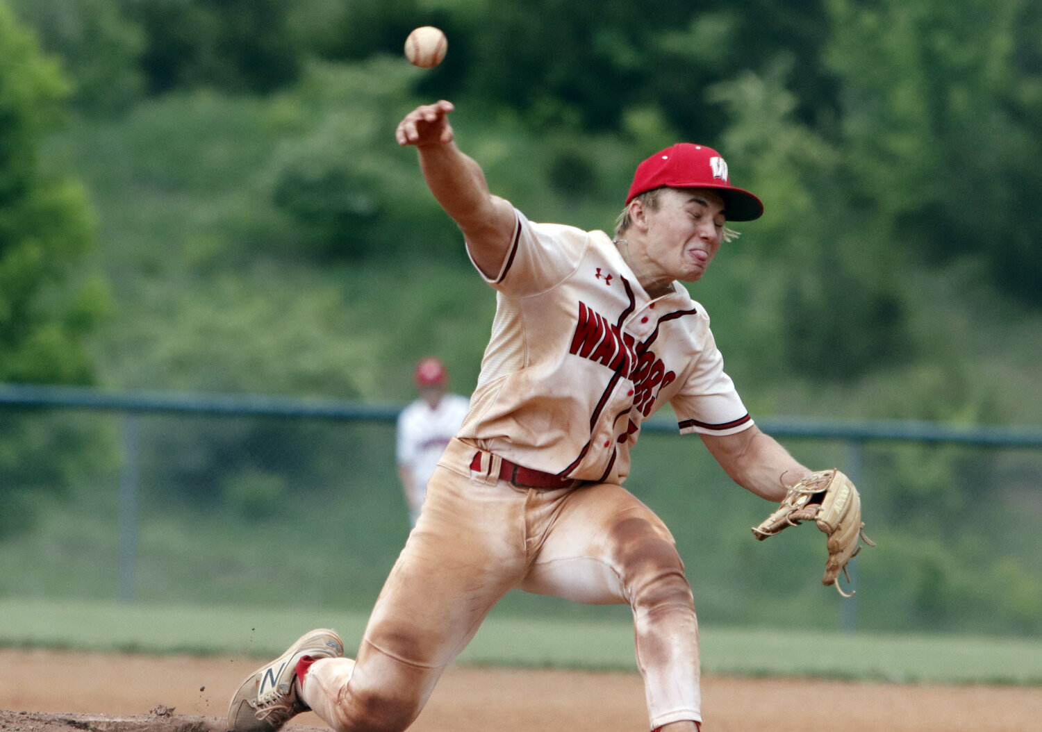 Warrenton's Austin Haas delivers a pitch to the plate during last week's game.