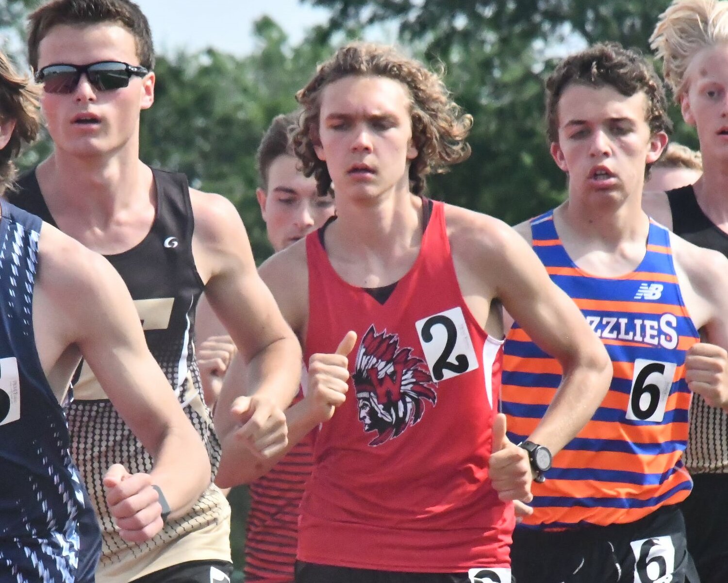 Wyatt Claiborne competes at the Class 4, District 4 track meet last weekend at North Point High School. Claiborne won the 3200-meter run and advanced to sectionals in four events.
