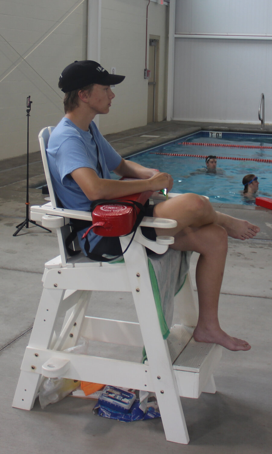 Lifeguard Nathanial Kutsch watches over the pool at the Warrenton Aquatic Center..