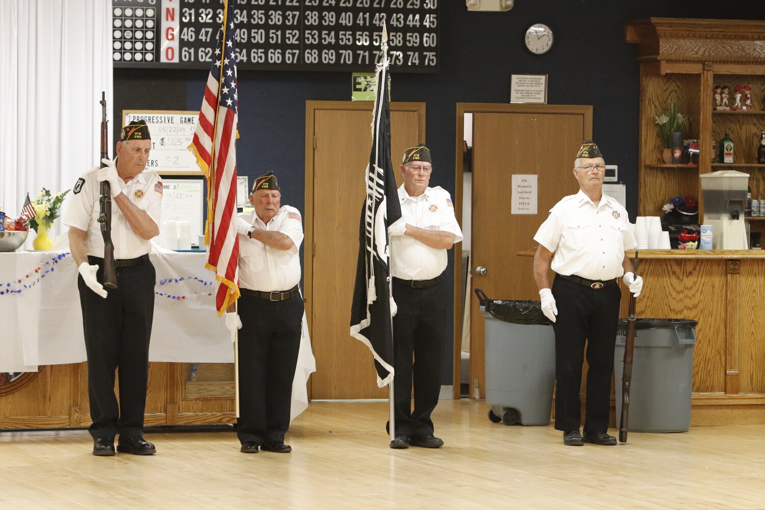The honor guard prepares to present the colors during Memorial Day events in Warrenton.