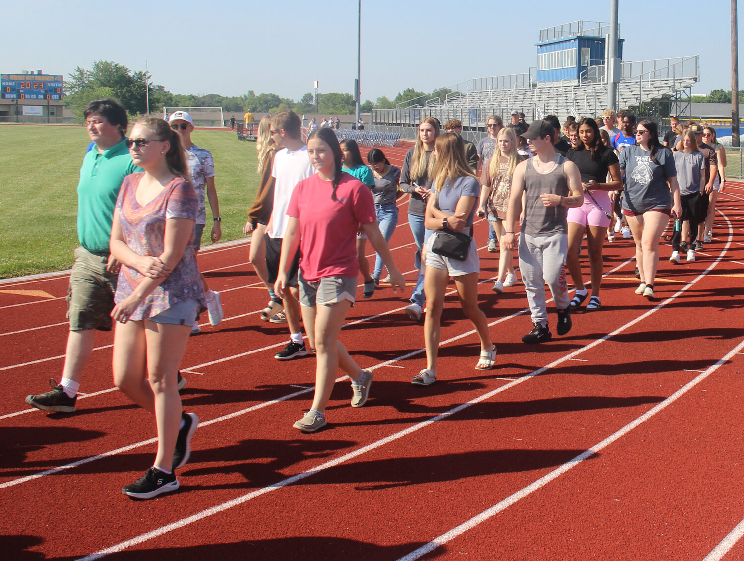 More than 100 Wright City high school seniors made their way down the track to prepare for the start of the graduation ceremony rehearsal on June 1.