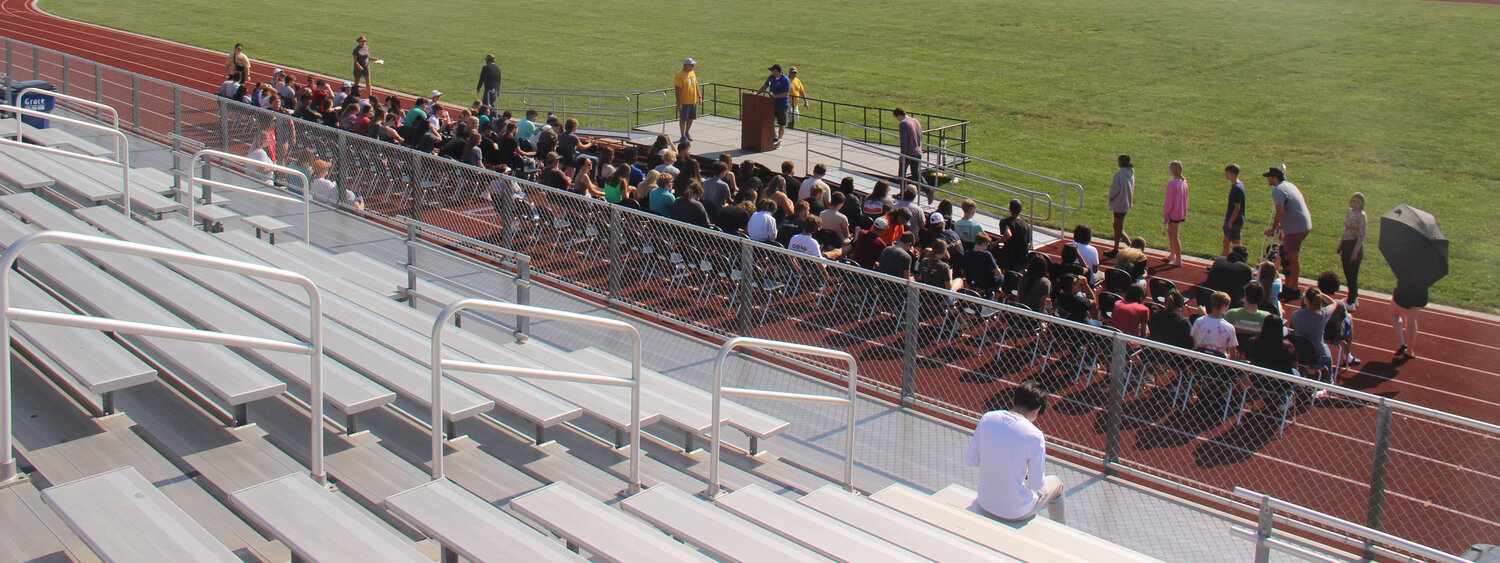 One lone person watched the graduation rehearsal from the Wright City High School football bleachers on June 1, but they'll be packed full of proud parents during the real ceremony on June 2.