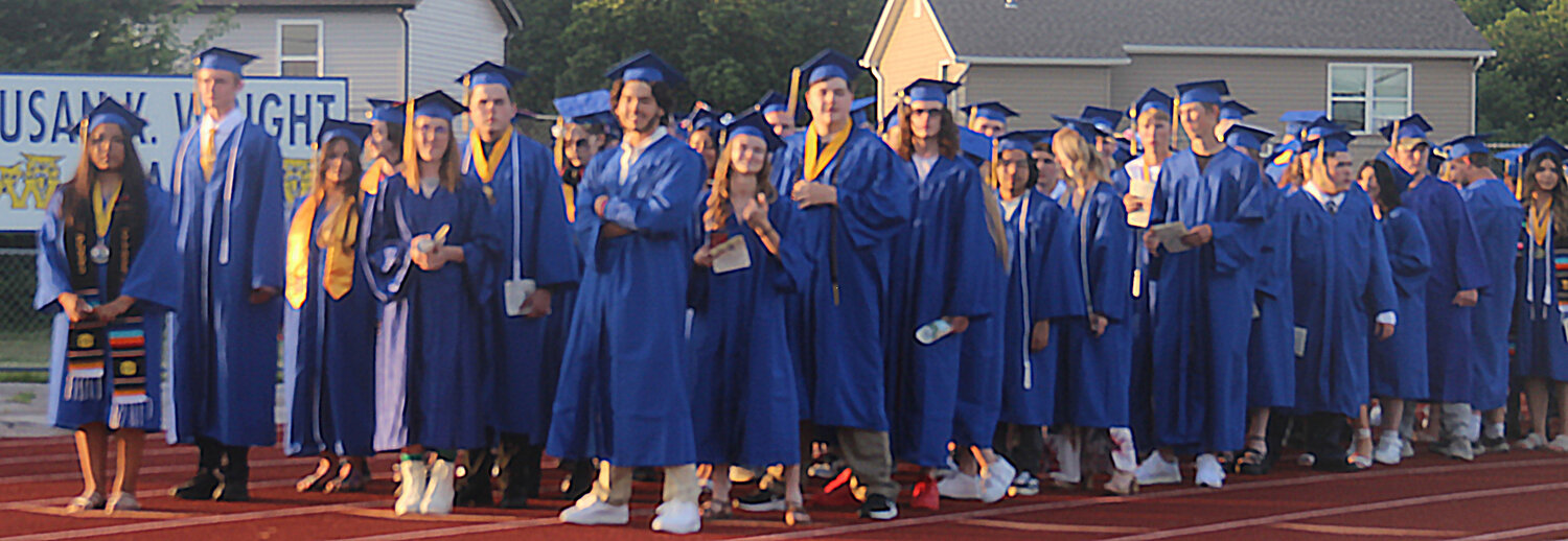 The class of 2023 waits for the processional to begin near the start of the Wright City High School graduation ceremony on June 2.