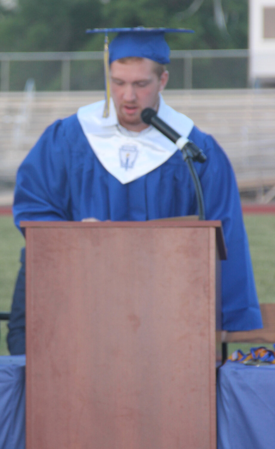 Jacob Ritter addresses his classmates during the Wright City High School graduation ceremony.