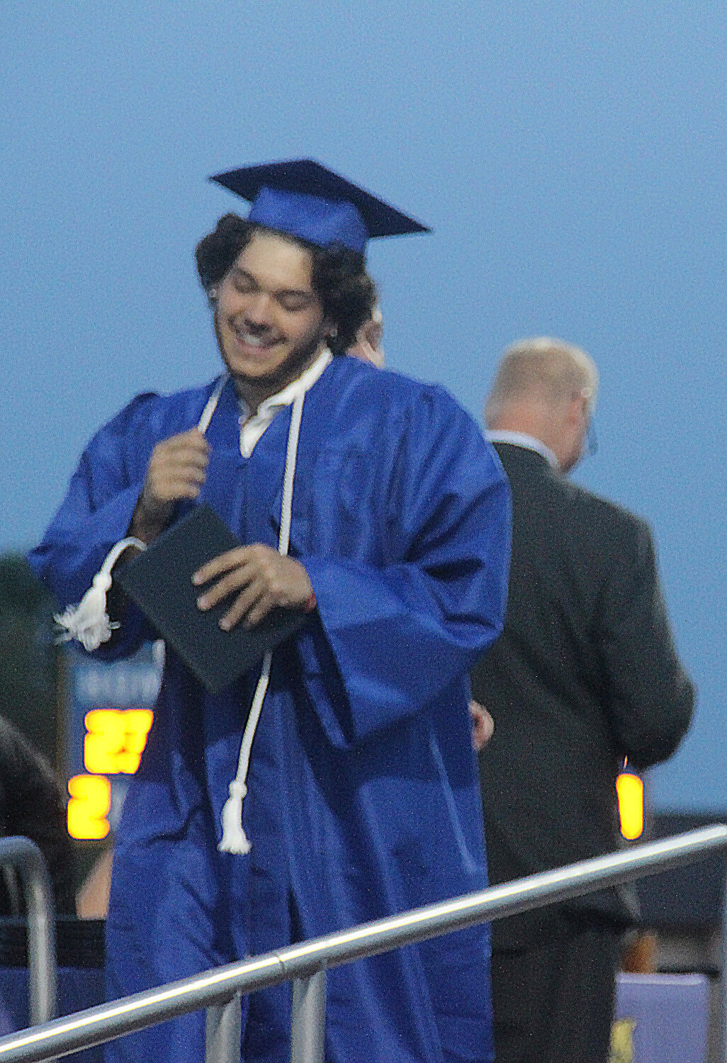 Roman Addaway was the first Wright City High School senior to cross the stage and receive his diploma cover during the graduation ceremony.