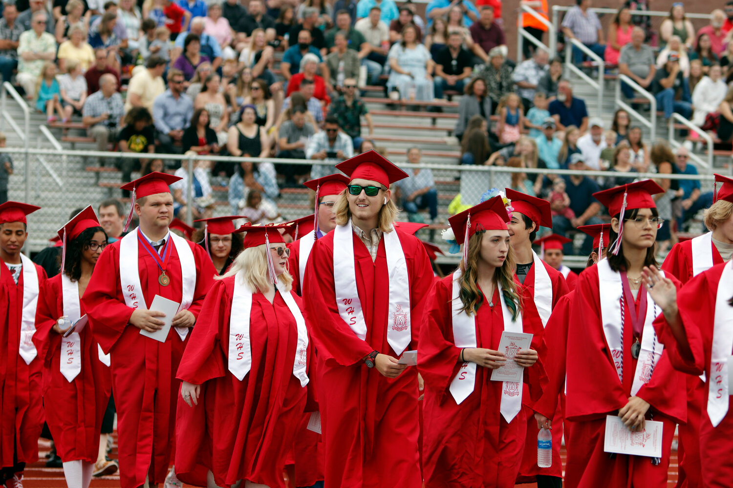 Warrenton High School graduates process in during the start of the June 10 commencement ceremony.
