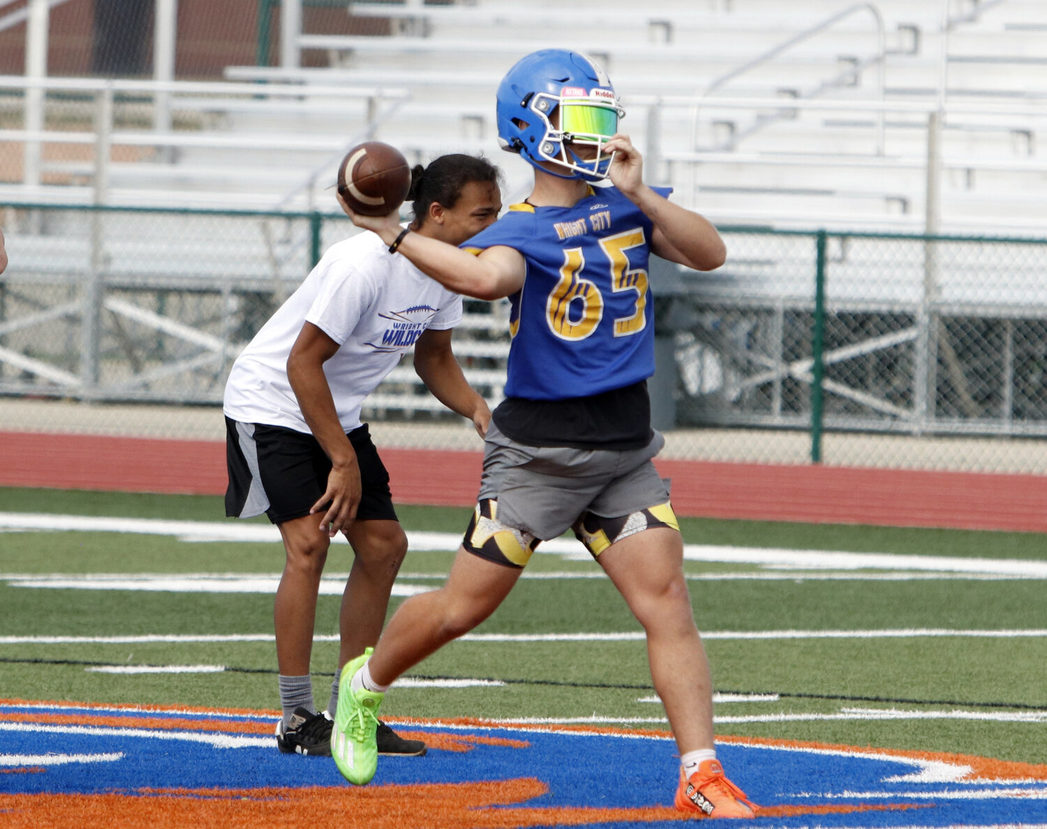 Joey Gendron throws a pass downfield during last week's scrimmage.