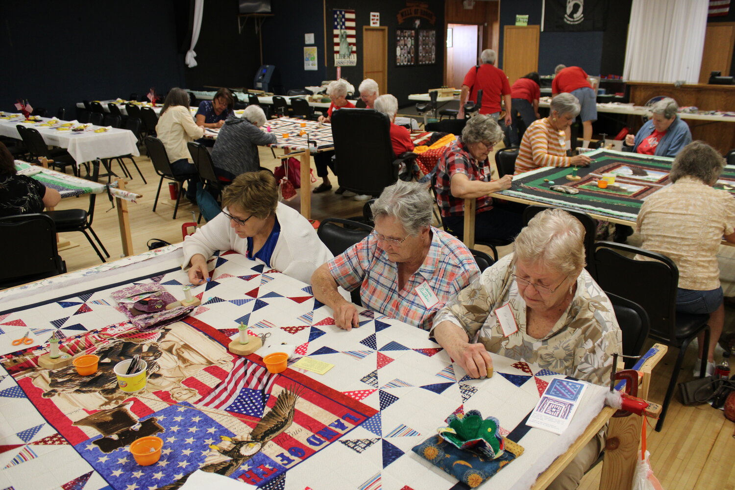 A patriotic quilt is being put together by women who are a part of Quilts of Valor Eastern Missouri.