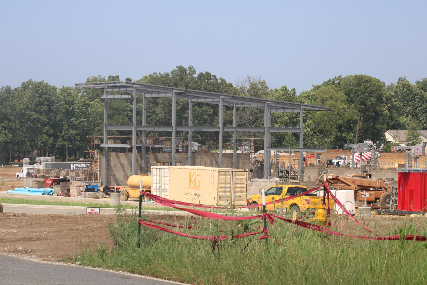 Part of the new steel super structure has been completed at the site of the new Wright City High School on Roelker Road.