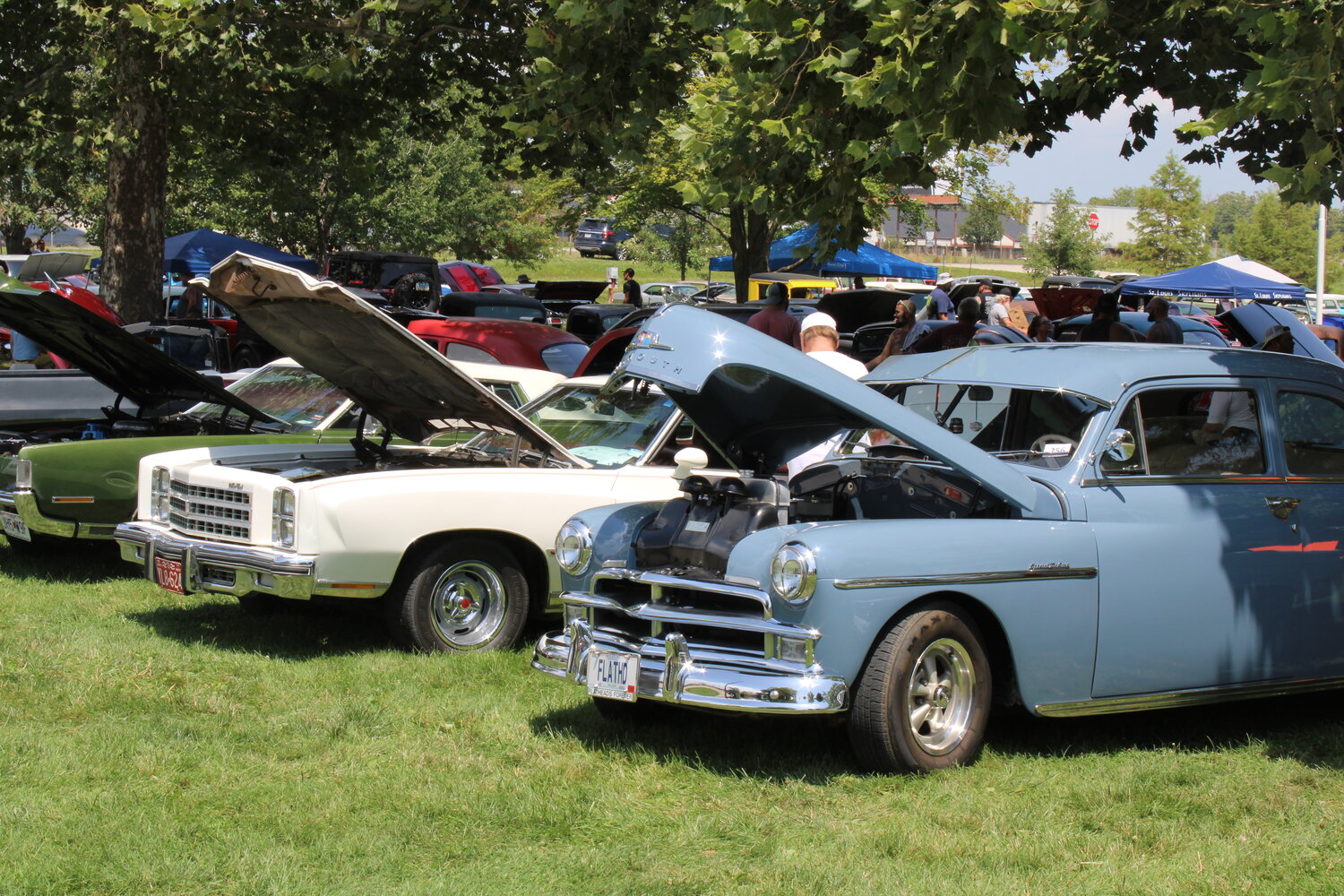 These two cars were among many that were on display in Wright City on July 29.