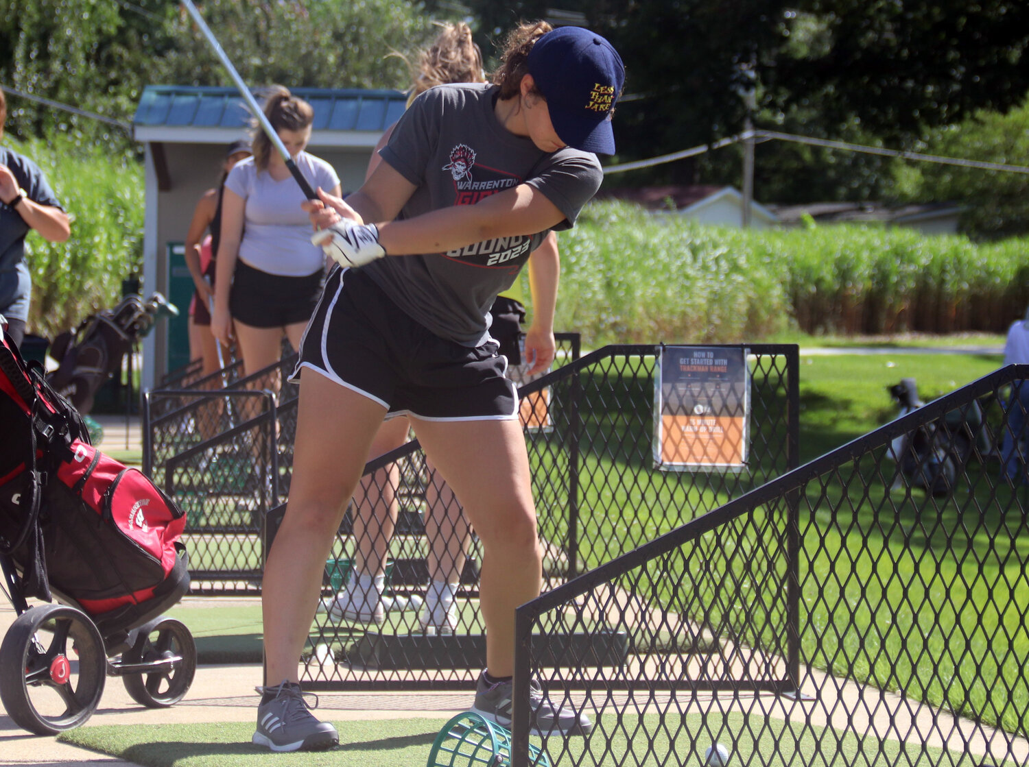 Allison Vacek prepares to strike the ball during an August practice.