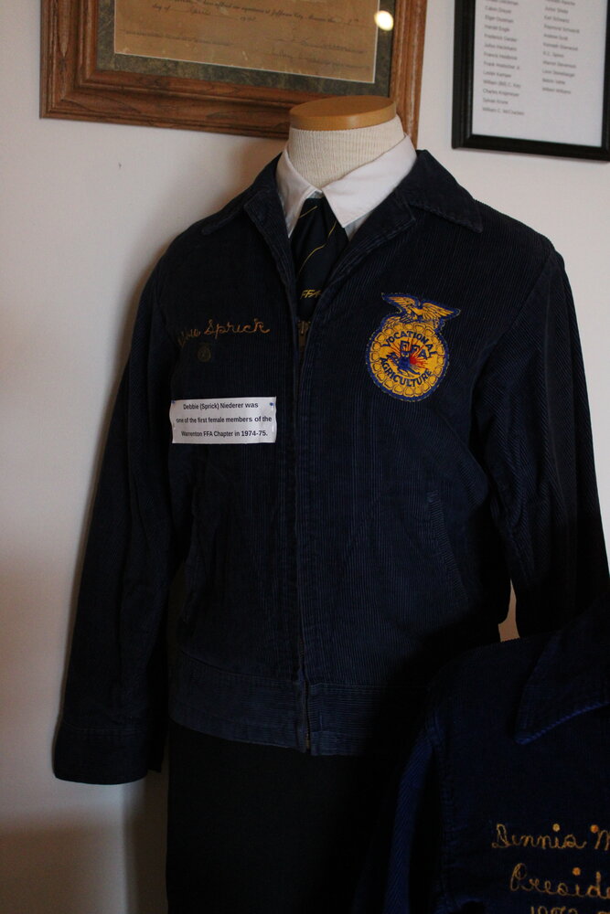 This FFA jacked belonged to Debbie (Sprick) Niederer, who was one of the first female members of the Warrenton FFA Chapter in 1974-75.