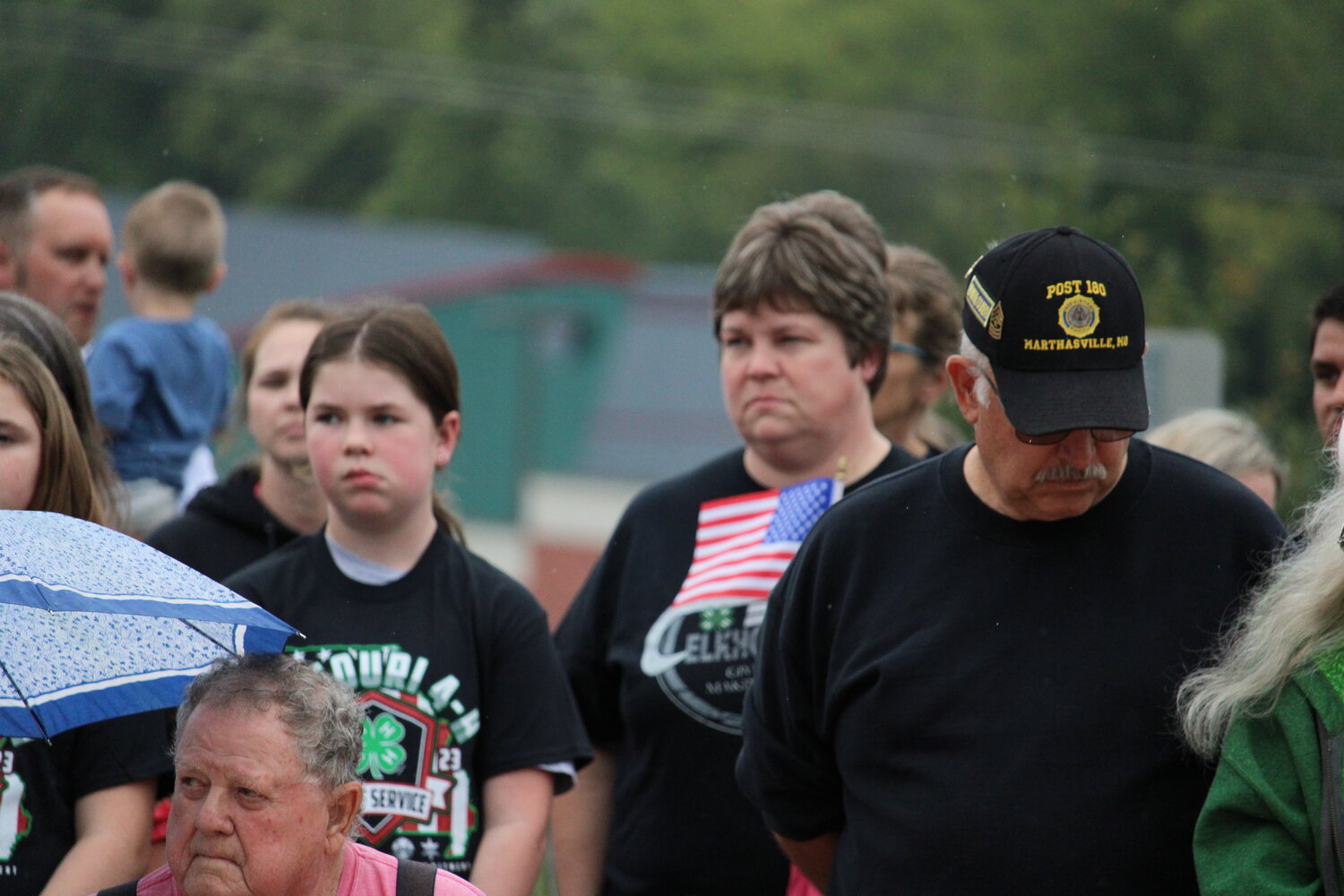 Emma and Diane Miederhoff listen during the Sept. 11 ceremony.