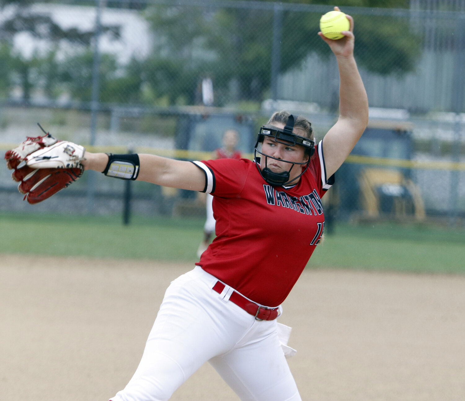 Kylie Witthaus delivers a pitch to home plate during Monday's loss to St. Dominic.