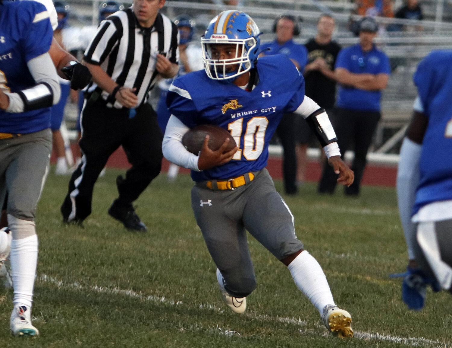 Duan McRoberts carries the ball against South Callaway this past season. McRoberts was named to the EMO first team at running back and as a returner.