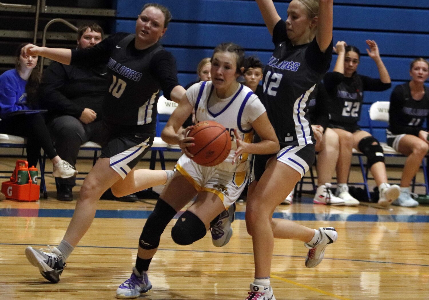 Freshman Ada Ferrell drives past the South Callaway defense during the first half of last week's game.