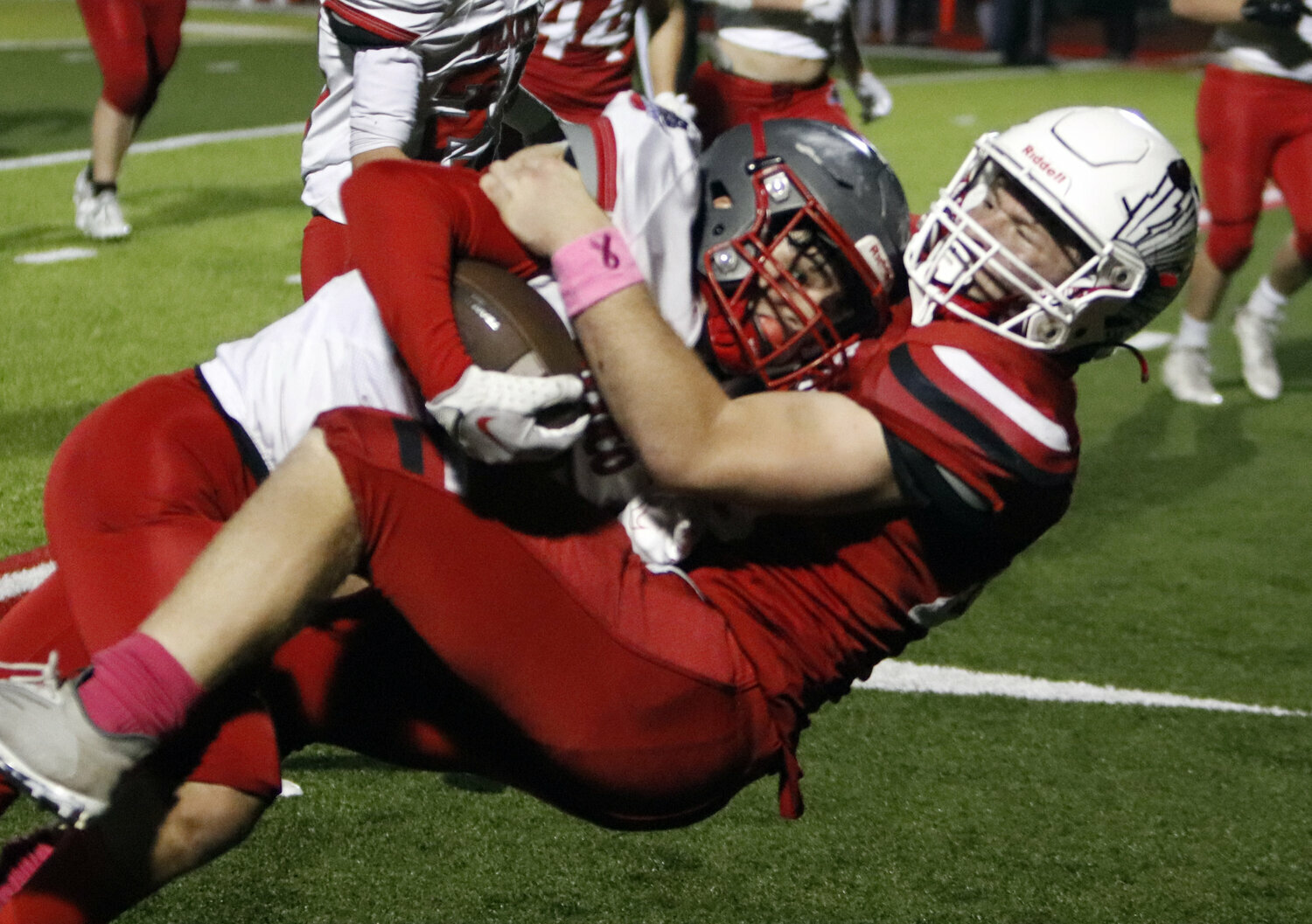 Kadin Stroer corrals the ball carrier during a game against Mexico.