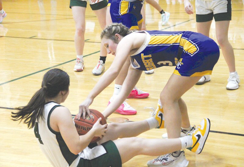Senior Charleigh Ferrell fights for the ball during a a Feb. 5 loss to North Callaway.